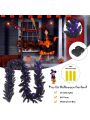 Costway 9ft Pre-lit Christmas Halloween Garland Black w/ 50 Purple LED Lights