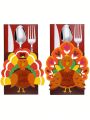 24 Thanksgiving Turkey Cutlery Decorative Utensil Holders for Autumn Fall Party