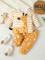 Baby Boy Infant & Toddler Boys' Fun And Cute Striped Long Sleeve Top With Giraffe Print Pants Set