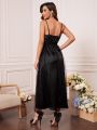 Contrast Sequin Mesh Overlay Cami Bridesmaid Dress