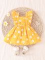 SHEIN Baby Girl Daisy Print Ruffled Hem Dress