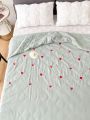 Heart Pattern Embroidered Bedspread