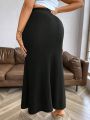 Women'S Plus Size Solid Color Vertical Criss Cross Hem Mermaid Skirt