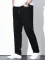 Men's Plus Size Solid Color Denim Jeans With Slanted Pockets
