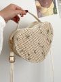 Leaf Embroidered Heart Design Novelty Bag