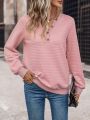 Button Half Placket Long Sleeve Sweatshirt