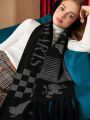 HARRY POTTER X SHEIN Harry Potter Collaboration Black Long Scarf, Comfortable And Soft For Everyday Use