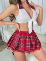 Tartan Knot Front School Girl Costume Set
