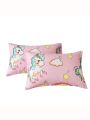 1pair Unicorn Print Pillowcase Without Filler