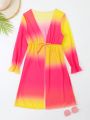 Big Girls' Ombre Mesh Kimono Style Dress