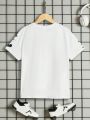 SHEIN Tween Boy Loose Fit Comfortable Casual T-Shirt With Emoticon & Letter Print