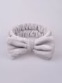 1pc Elastic Soft Coral Fleece Bath Headband, Bow Knot Minimalist Headband For Women Girls Face Washing Shower Spa