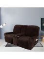 2 Seater Recline Chair Sofa Cover Velvet Stretch Recliner Loveseat Sofa Cover with Center Console Sofa Slipcover