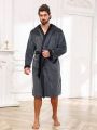 Men Contrast Trim Belted Sleep Robe