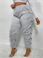 SHEIN SXY Plus Size Elastic Waist Sweatpants With Slanted Pockets