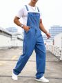 Men Slant Pocket Denim Overalls Without Tee