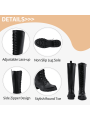 Women's 953 Lace Platform Knee High Boots with Comfort Chunky Heel