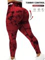 Yoga Basic Plus Size Seamless Tie Dye Sport Leggings