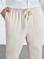 SHEIN Extended Sizes Men Plus Drawstring Waist Slant Pocket Pants