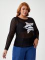 Rat Studio Plus Size Sheer Star Pattern Top