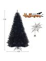 Gymax 7.5FT Artificial Halloween Christmas Tree Hinged Pine Tree Holiday Decoration Black