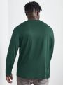 Manfinity Men's Plus Size Knotted Half-Button Knit Long Sleeve T-Shirt