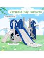 Merax Toddler Slide and Swing Set 5 in 1, Kids Playground Climber Slide Playset with Basketball Hoop Freestanding Combination for Babies Indoor & Outdoor