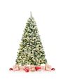Gymax 6ft Pre-lit Snow Flocked Christmas Tree Hinged Pine Tree Holiday Decoration