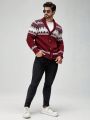 Manfinity Men's Geometric Printed Shawl Collar Cardigan