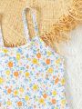 Little Girls' Floral Print Flyaway One Piece Swimsuit