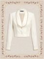 SHEIN DECDS Women's Solid Color Shawl Collar Single Breasted Blazer