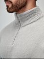 Manfinity Men Geo Pattern Quarter Zipper Drop Shoulder Sweater