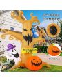 8 FT Halloween Inflatables Outdoor Dead Tree with Ghost, Pumpkin and Owl, Blow Up Yard Decoration with LED Lights Built-in for Holiday/Party/Yard/Garden