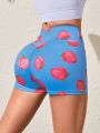 Yoga Basic Fun Fruit Printed Fitness Yoga Shorts