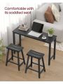 VASAGLE Bar Stools, Set of 2 Bar Chairs, Kitchen Breakfast Bar Stools with Footrest, 23.6 Inches High, Industrial in Living Room, Party Room, Black