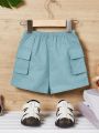 SHEIN Baby Boys' Casual Side Seam Pocket Shorts