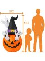 Halloween Inflatable Pumpkin, 5FT Halloween Blow Up Decoration White Ghost Inflatables with Build-in LEDs for Party, Yard, Lawn, Garden, Holiday Decor