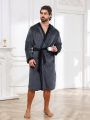 Men Contrast Trim Belted Sleep Robe