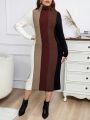SHEIN Essnce Plus Color Block Turtleneck Sweater Dress