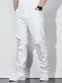 Men's Plus Size Solid Color Distressed Pocket Jeans