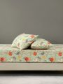 3pcs Fitted Sheet Set, 90g Polyester Flannelette, Plant And Floral Element Patterns, 1 Fitted Sheet And 2 Pillowcases