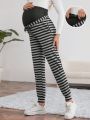 SHEIN Maternity Striped Adjustable Waist Pants