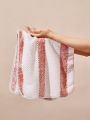 SHEIN Basic living 1 pc striped pineapple check coral fleece Bath Towel