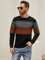 Extended Sizes Men Plus Color Block Sweater