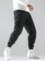 Extended Sizes Men's Solid Color Drawstring Cargo Pants