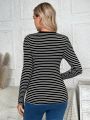 SHEIN Maternity Striped Long Sleeve T-shirt