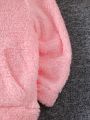 SHEIN Kids EVRYDAY Girls' Hooded Zip-up Plush Jacket For Toddler