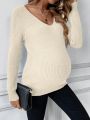 Maternity V-Neck Long Sleeve Sweater