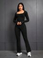 Yoga High Street Long Sleeve Seamless Body Shaping Jumpsuit With Butt Lift Effect, Suitable For Yoga And Daily Wear