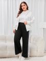 SHEIN Mulvari Black High Waisted Fashionable Sweatpants With Side Stripes